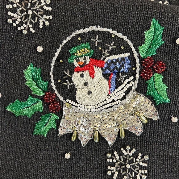 BP Design Black Beaded & Embroidered Christmas Cardigan Size XL - Picture 5 of 8
